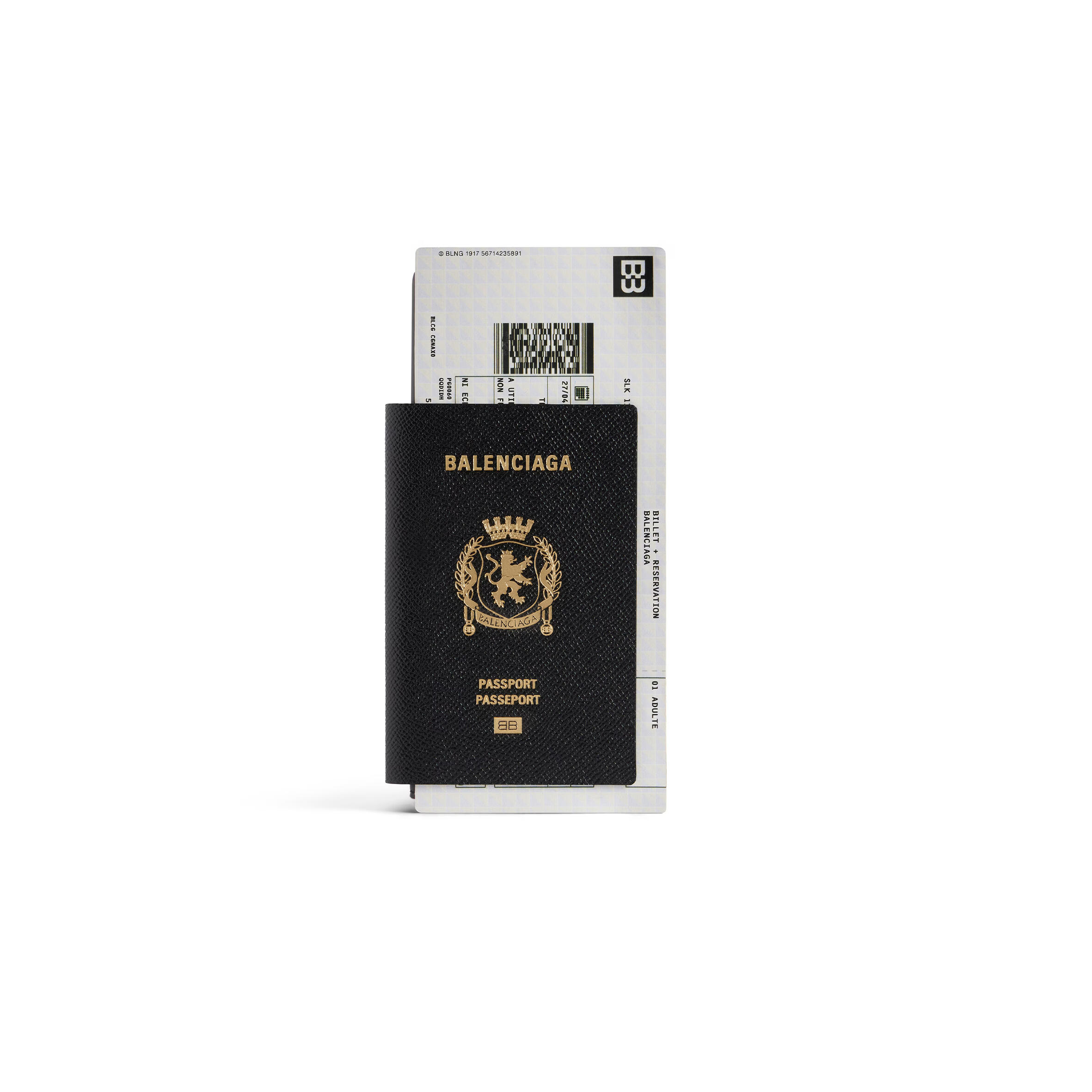 Ba1en*iaga men''s passport long wallet 1 ticket in black 7877742aa3r1000 (21*12.4*2cm）